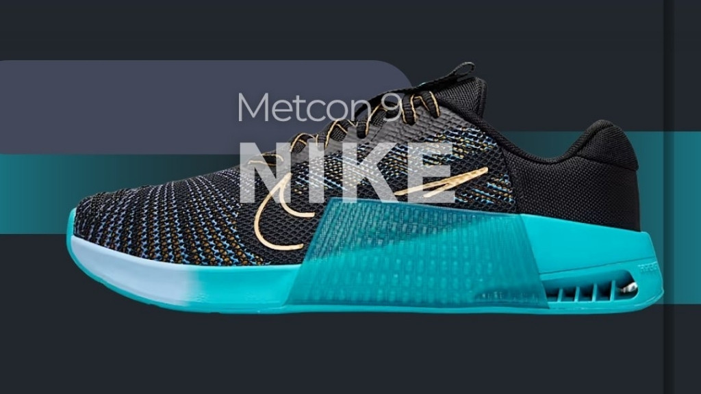 Nike Metcon 9 patike za teretanu sa crno-plavim gornjištem i tvrdim đonom