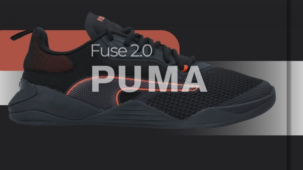 Puma Fuse 2.0 crne patike za teretanu sa narandžastim detaljima i širokom bazom