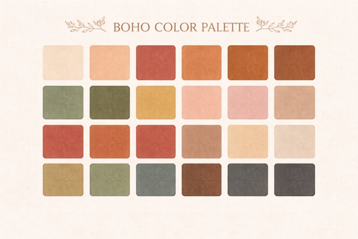 Boho paleta boja sa zemljanim, toplim i pastelnim nijansama