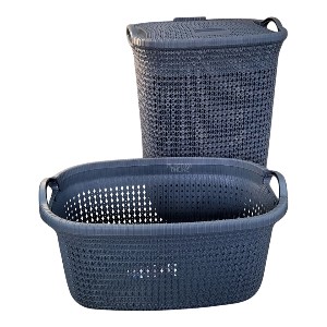 Kupatilski set Knit BIG 100l (Velika korpa za prljav veš i velika korpa za ćist veš) SIVA