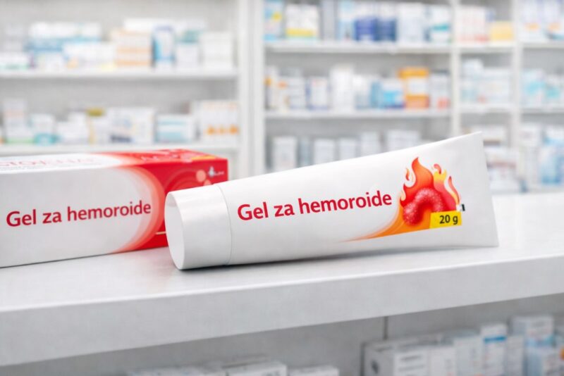 Tuba gela za hemoroide na polici u apoteci