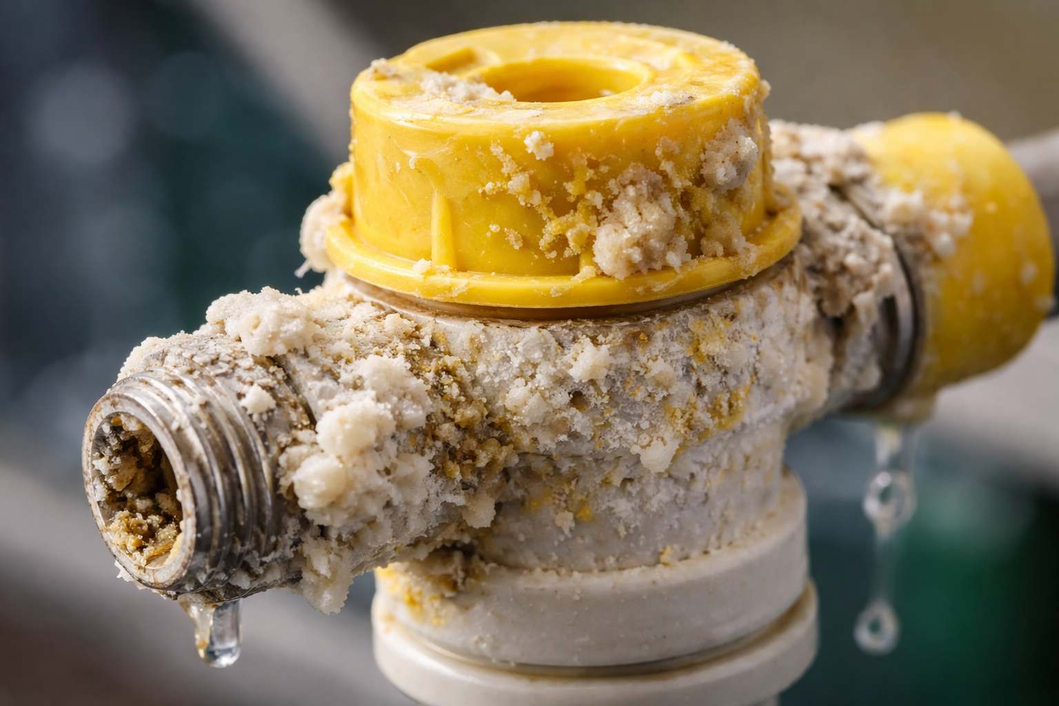 Kamenac u krupnom planu na komponentama u kupatilu