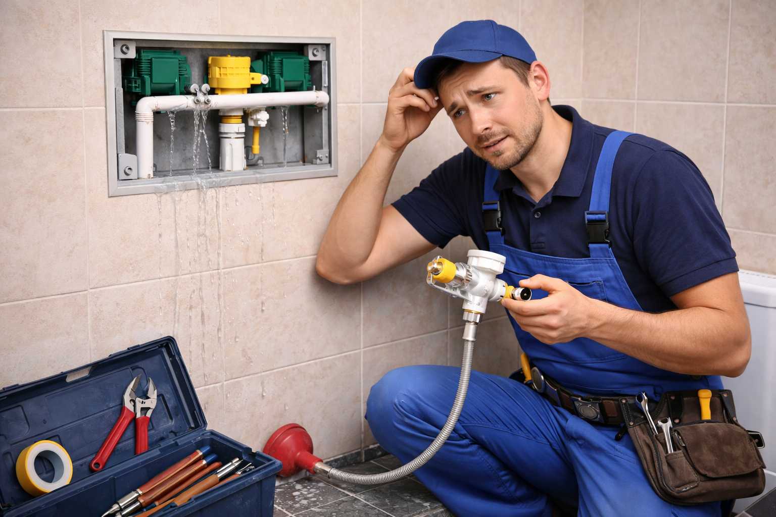 Vodoinstalater koji u kupatilu ne moze da resi kvar kod ugradnog vodokotlica