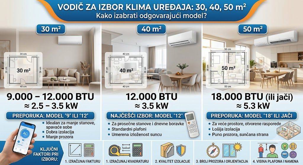 Klime za 30, 40 i 50 m2 / infografik